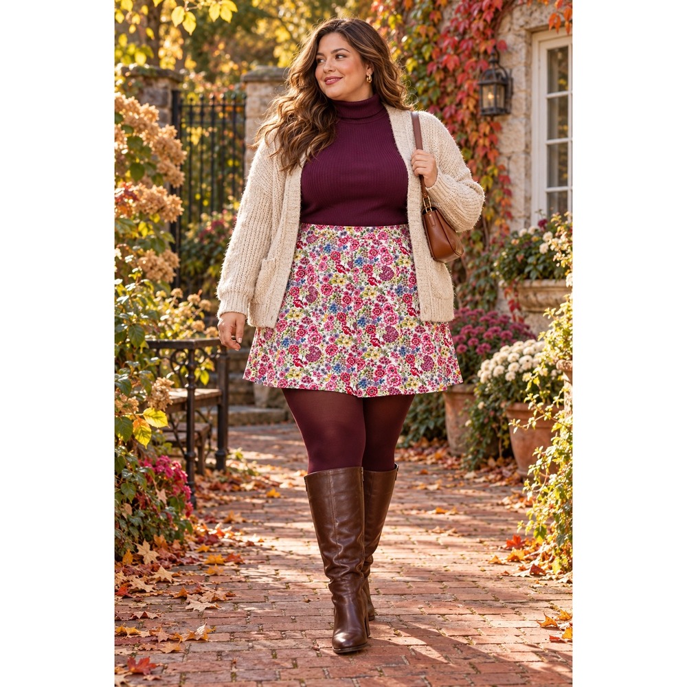 Christopher and Banks Floral Skort Women Size 24W Plus Size Cottagecore Fall